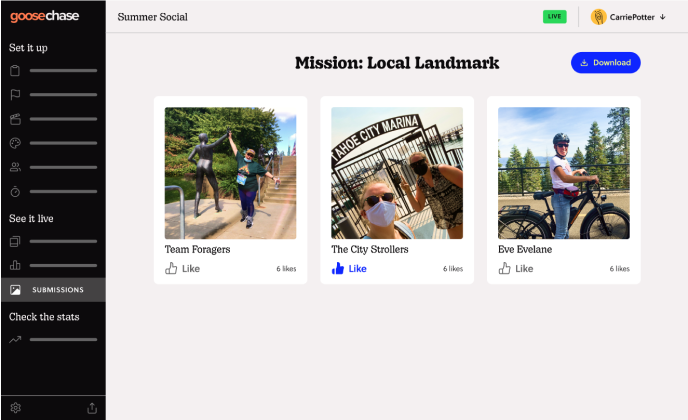 Goosechase dashboard