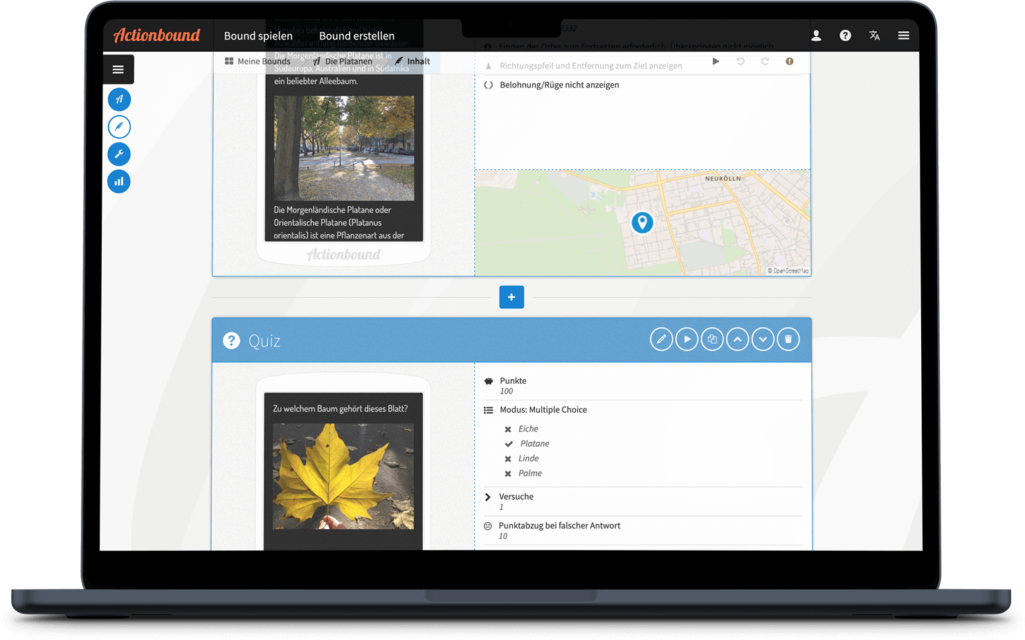 Actionbound dashboard