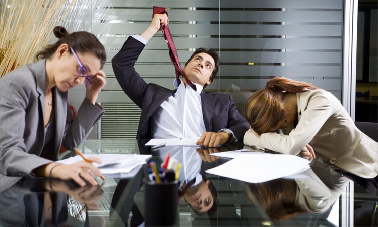 image of employees stressing