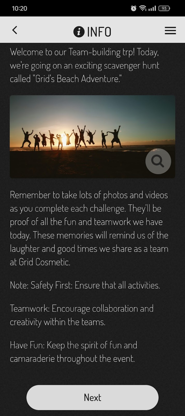 image of actionbound page