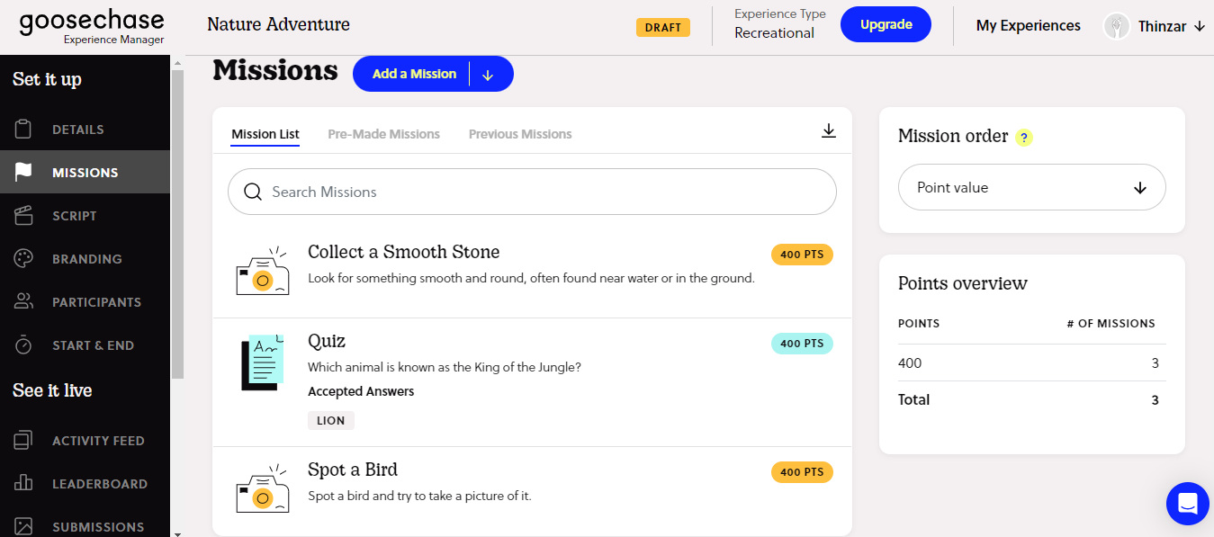 image of how to create mission in goosechase