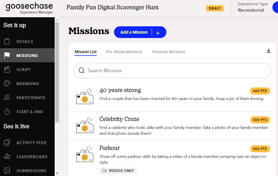 image of goosechase mission feature