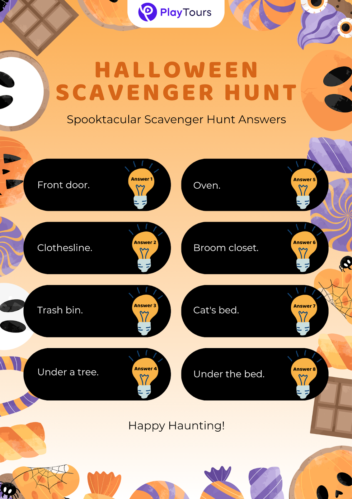 free printable halloween scavenger hunt clues card