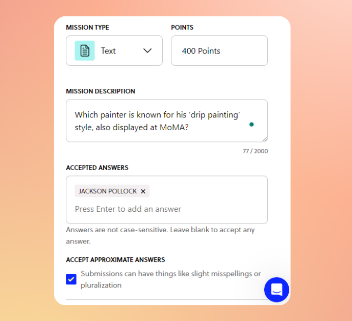 Goosechase Answer validation feature