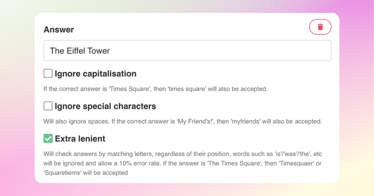 PlayTours flexible answer feature