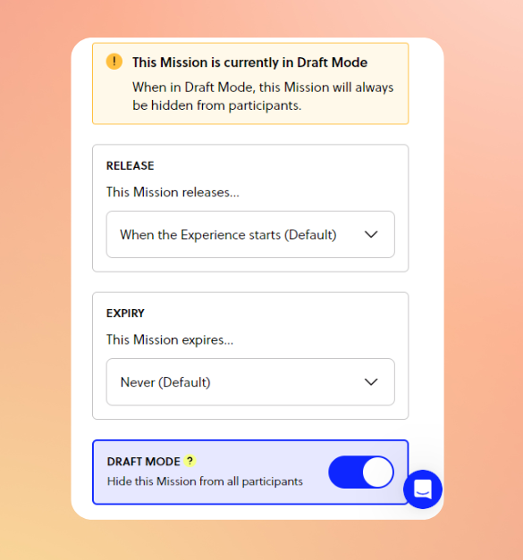 Goosechase Draft mode