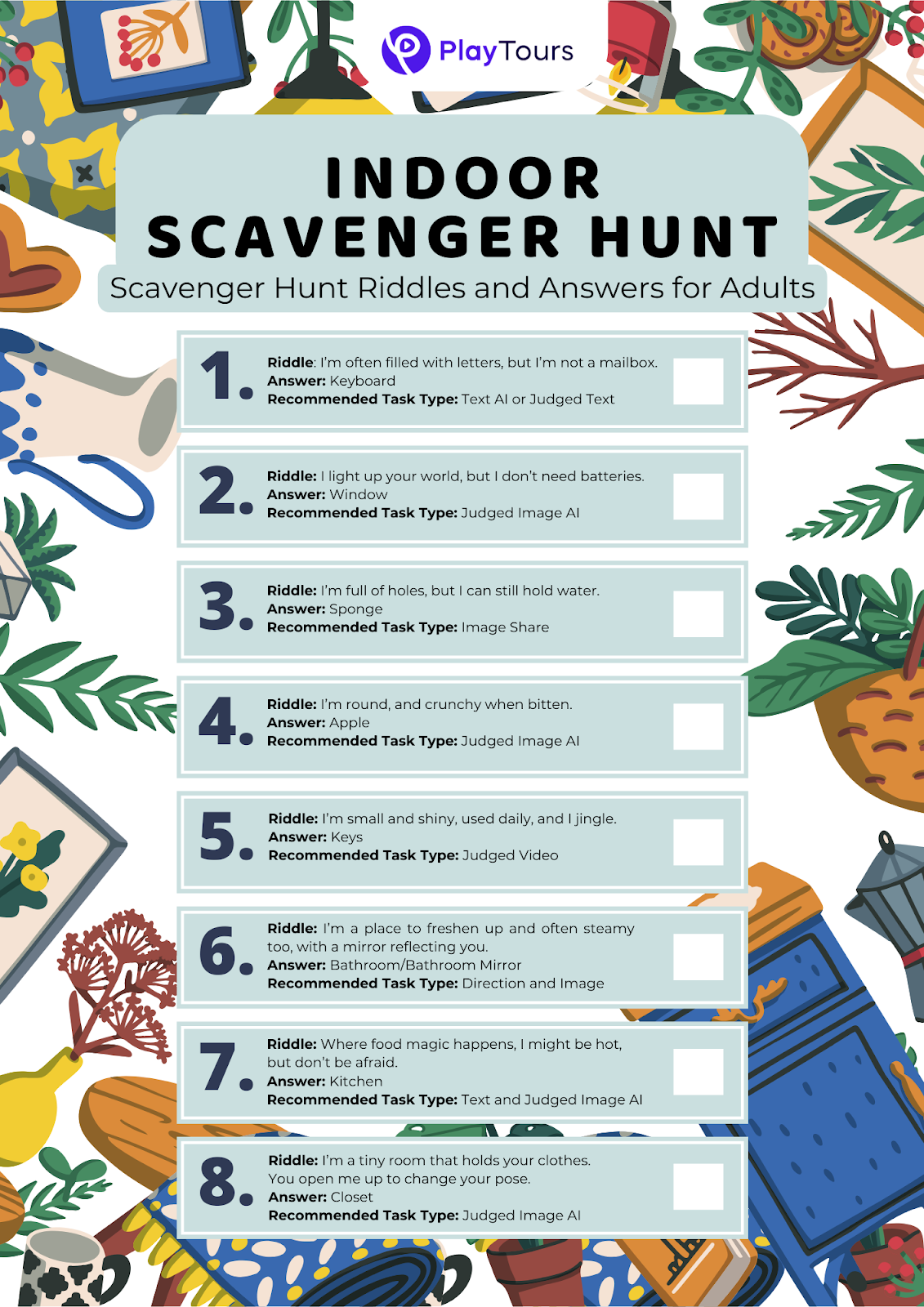 free printable indoor scavenger hunt riddles template