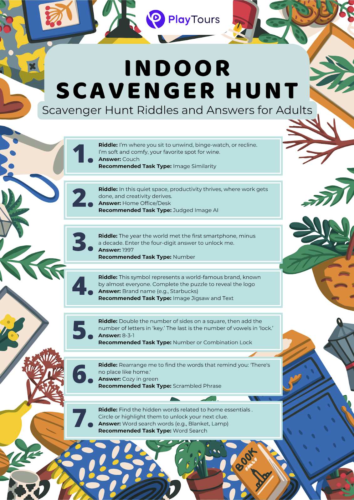 free printable indoor scavenger hunt riddles template