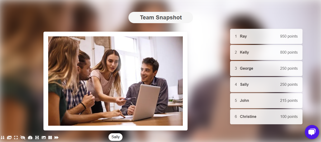 A live leaderboard of PlayTours Scavenger Hunt App with specific team performance