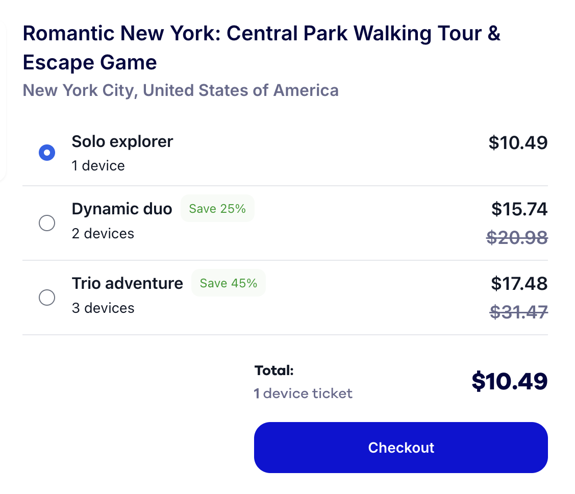 example of Questo's pre-made tour game