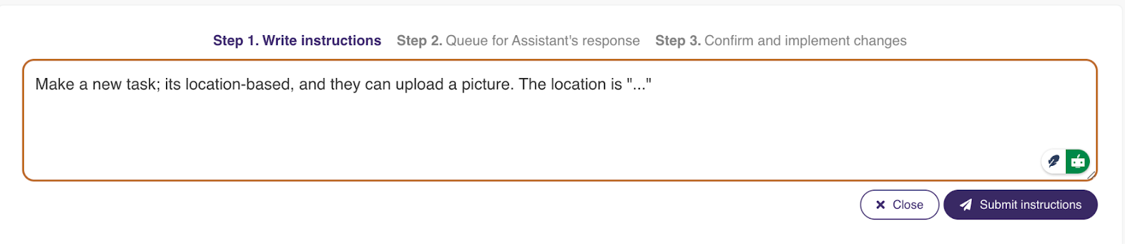 picture of making a new task using Playtours AI Assistant
