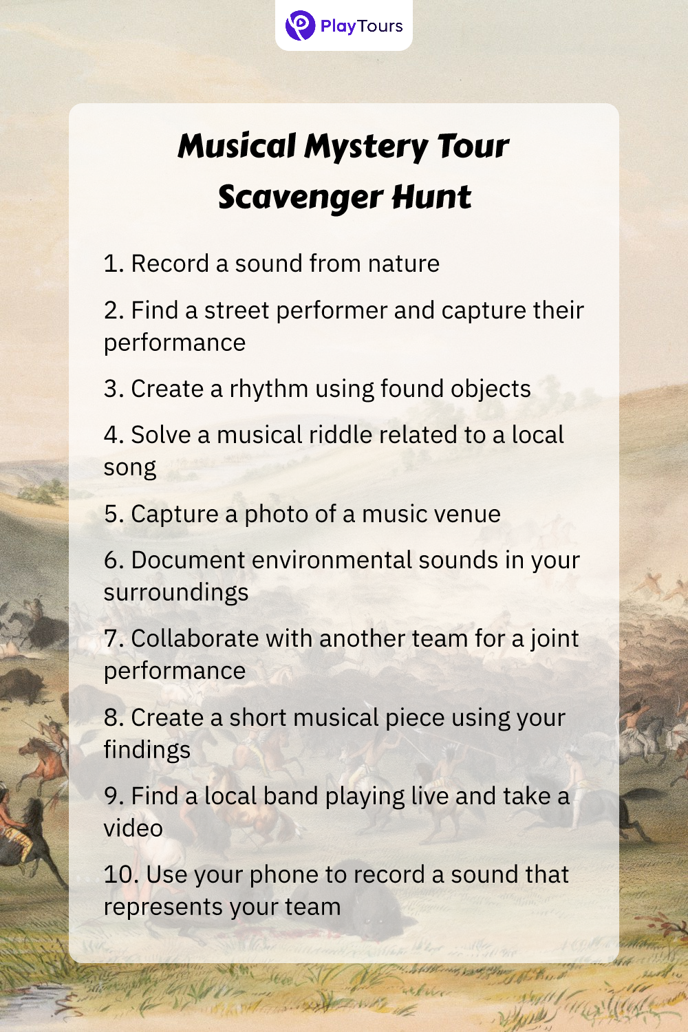 Musical Mystery Tour scavenger hunt card