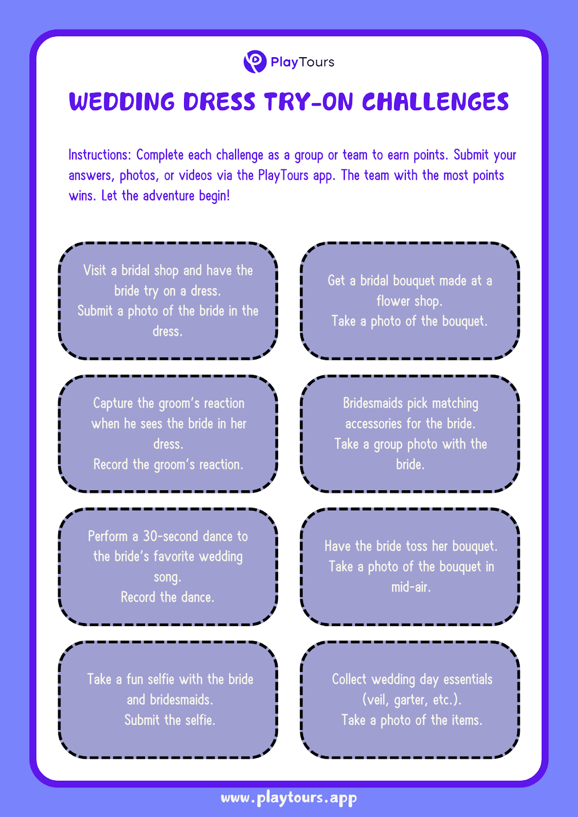 Printable bachelorette scavenger hunt checklist template