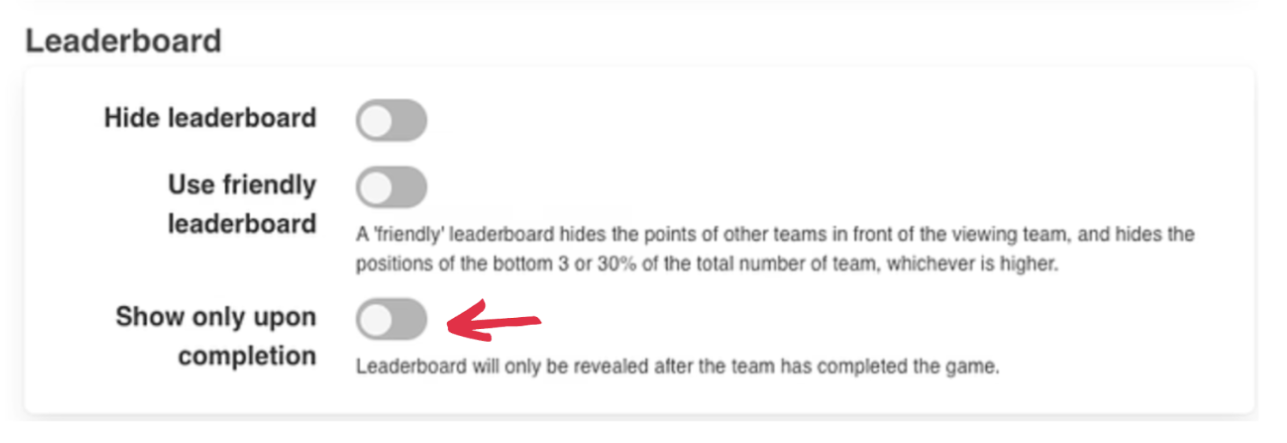 leaderboard options