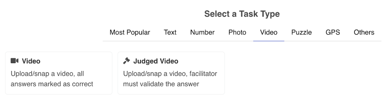 playtours video task types