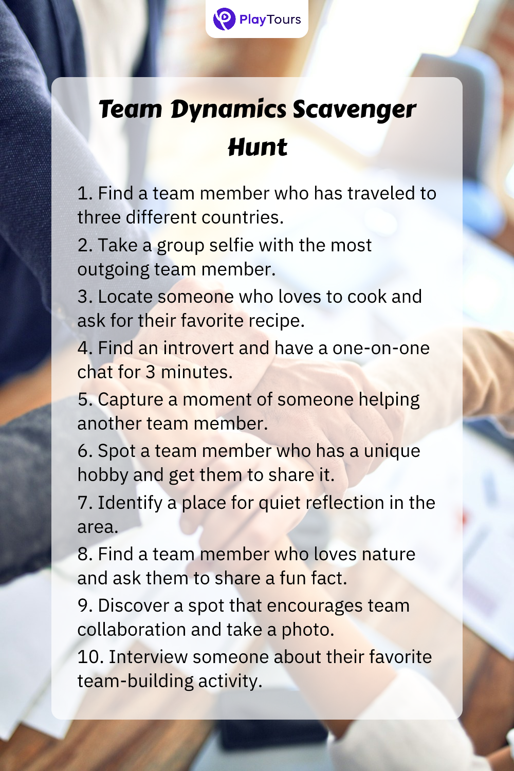 team dynamics scavenger hunt task template