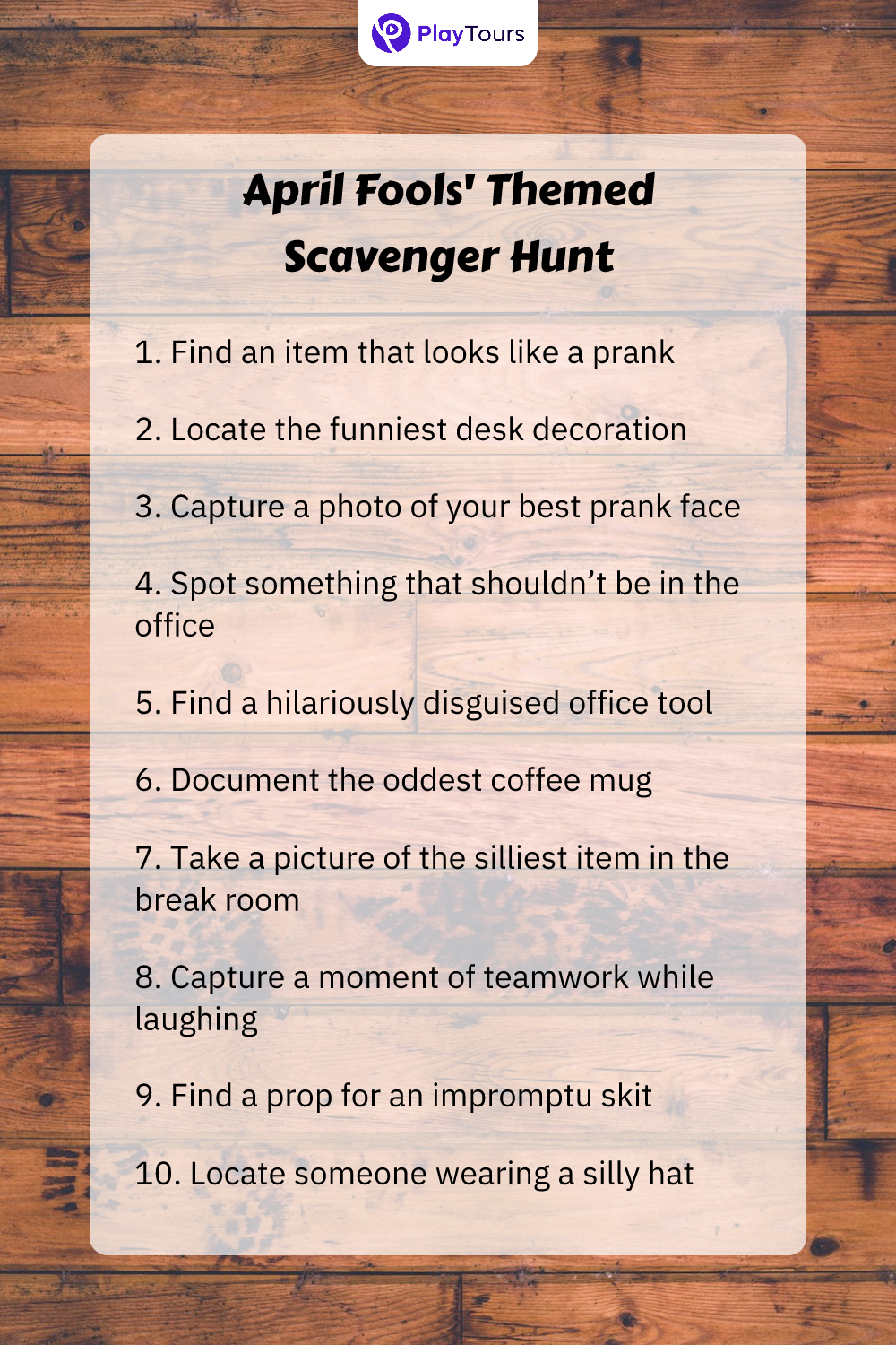 april fools' themed scavenger hunt task template