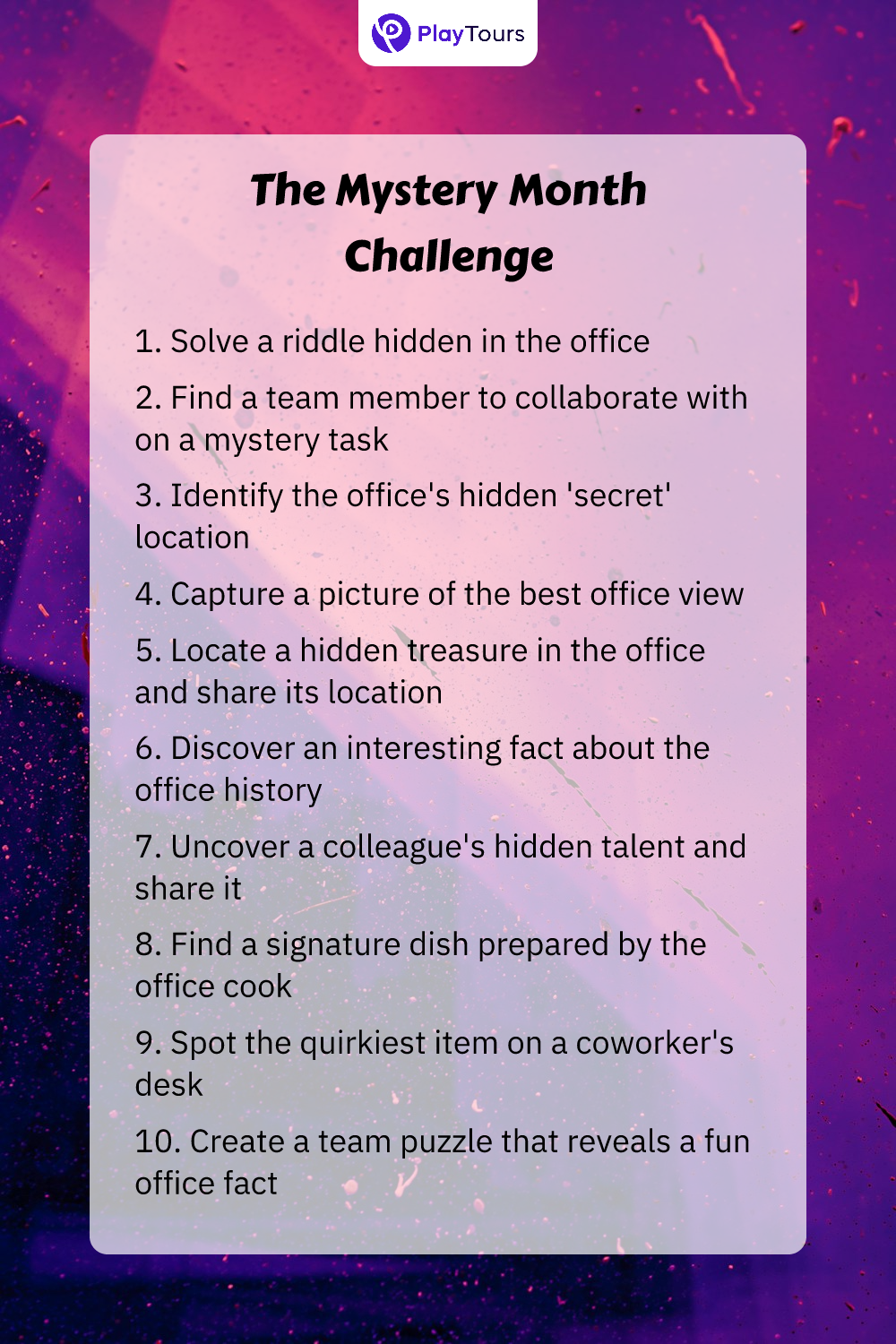 the mystery month challenge task template