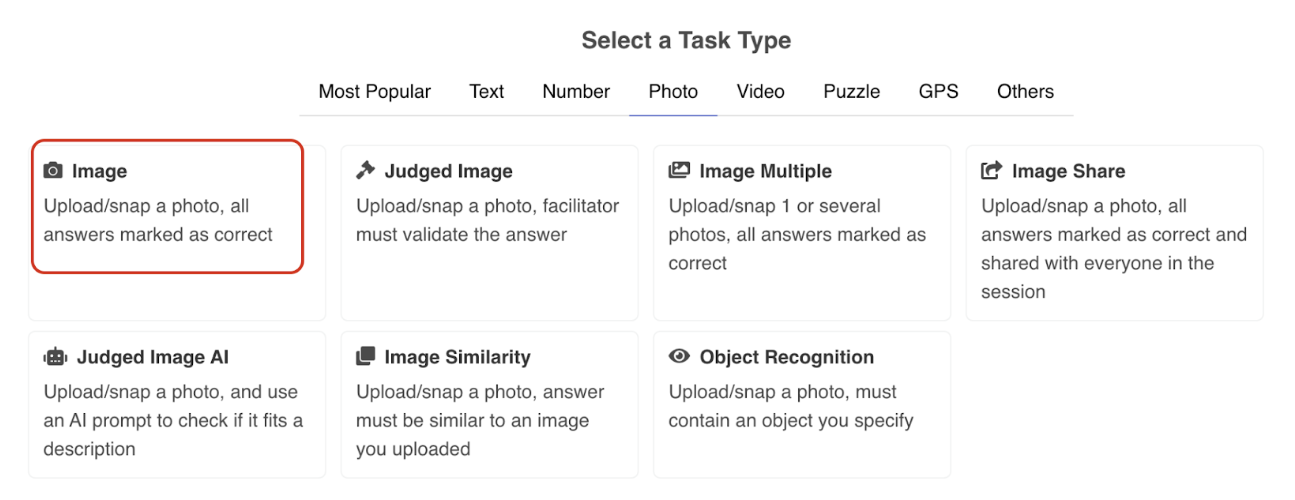 image task type feature
