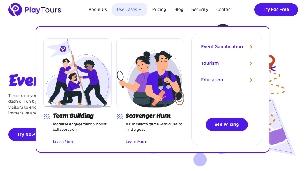 PlayTours scavenger hunt app used for corporate team building and event engagement.