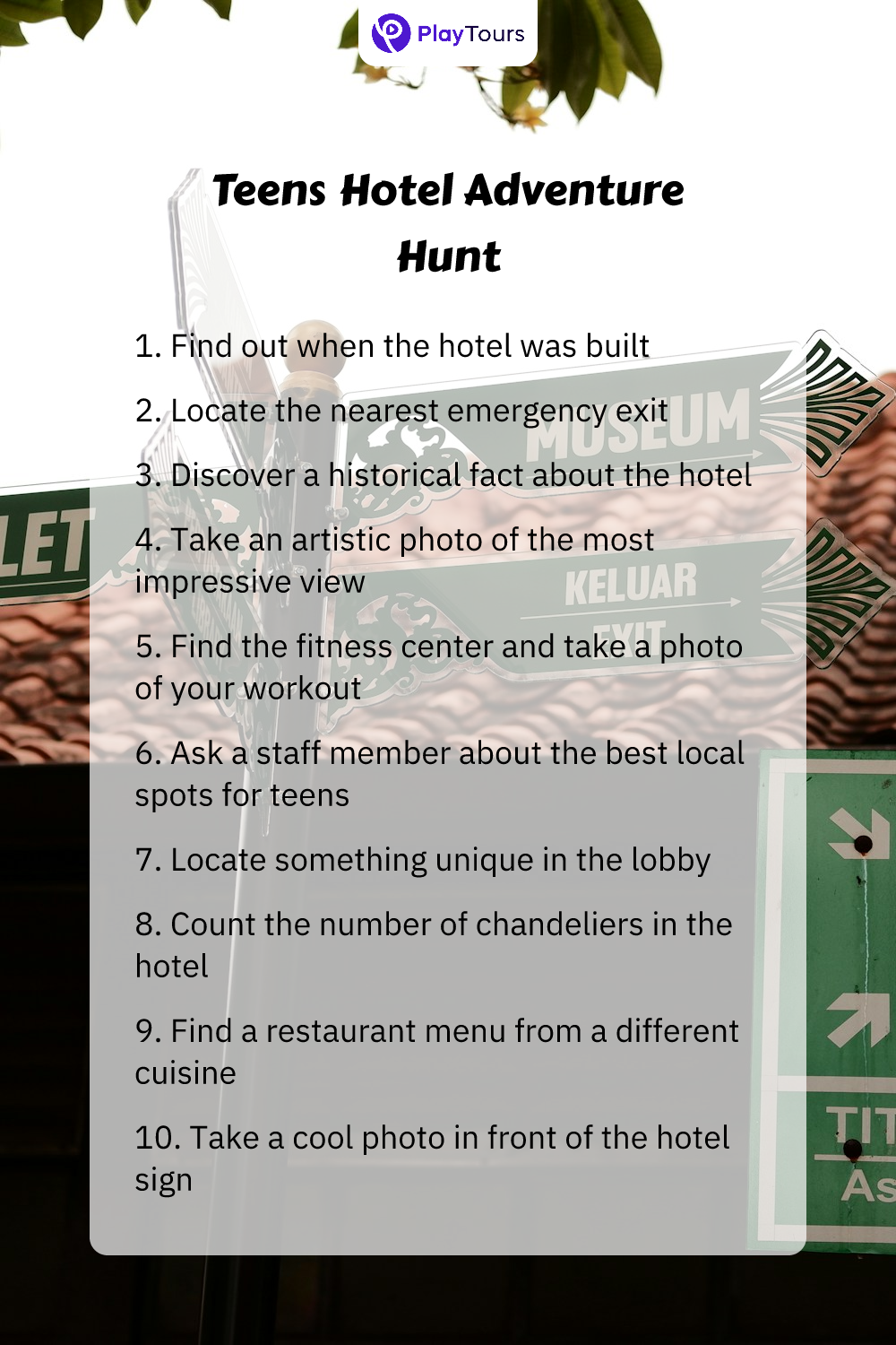 teens hotel scavenger hunt task template