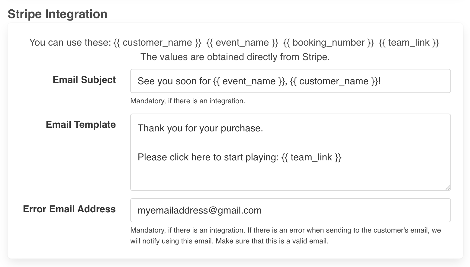 Stripe integration with PlayTours dashboard showing payment automation setup for selling scavenger hunt game access.