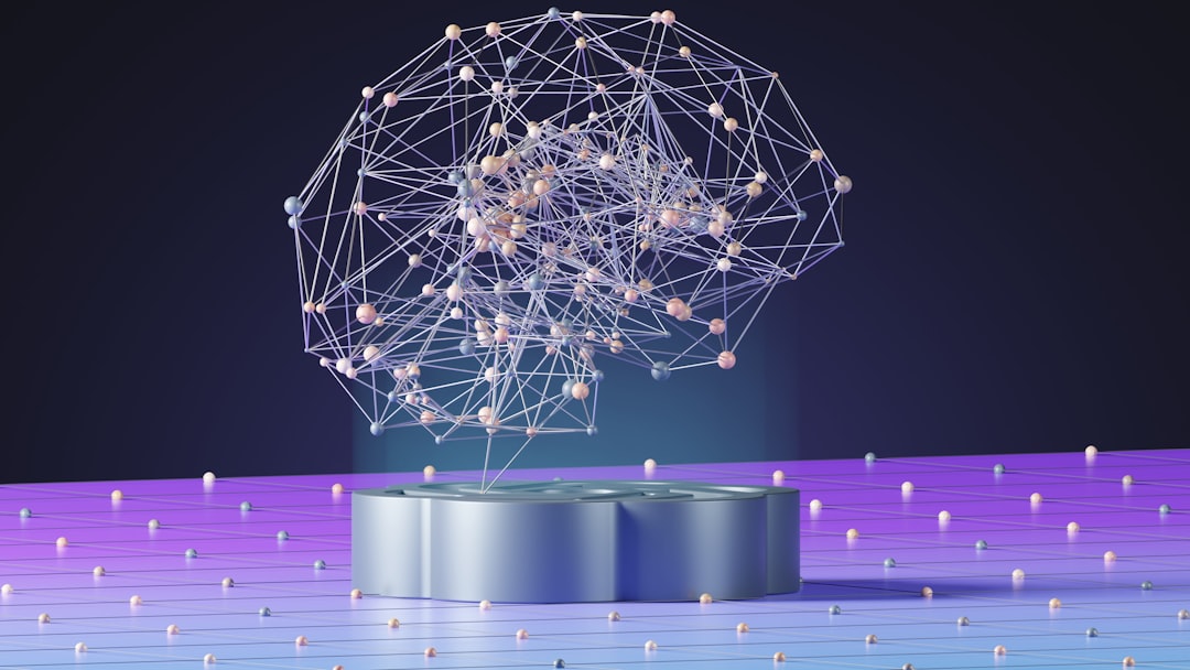 Abstract neural network visualization with interconnected nodes and lines