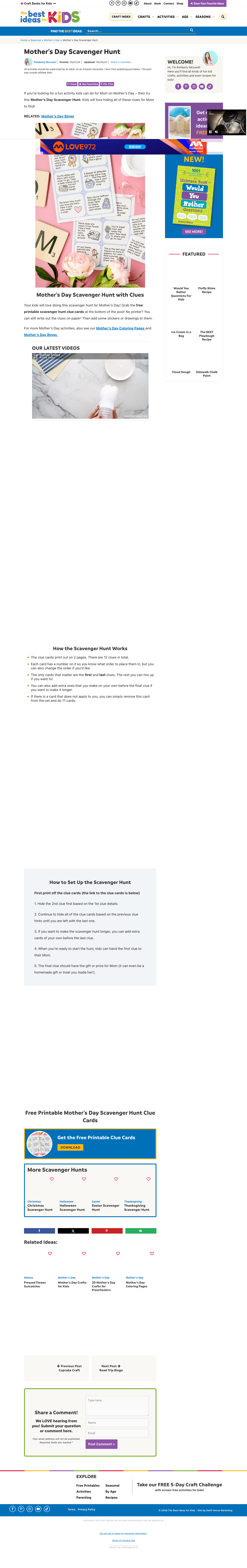 The Best Ideas for Kids Mother's Day scavenger hunt printable page