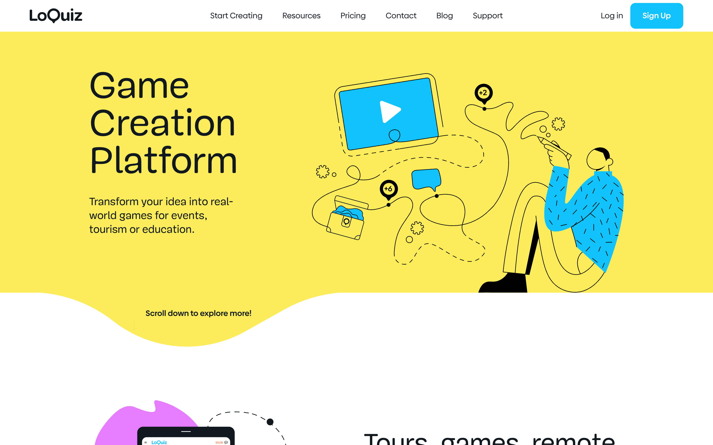 Loquiz homepage for interactive outdoor games