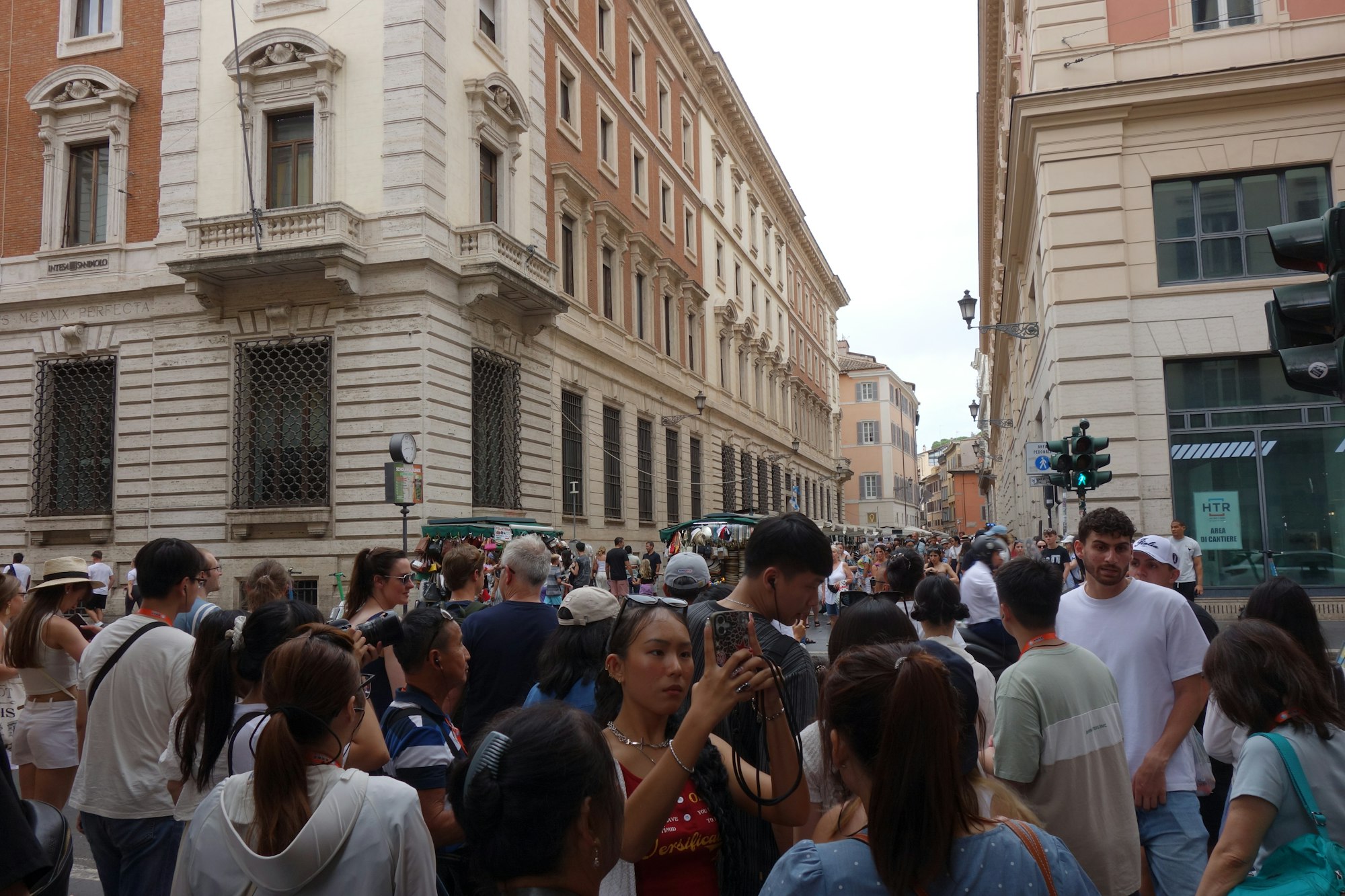 Person using a smartphone during a city walking activity